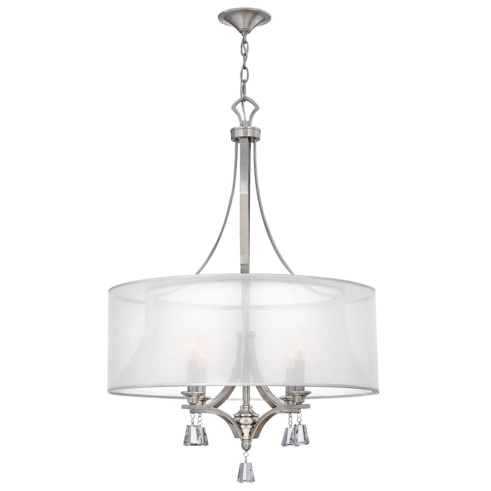 Loops 4 Bulb Chandelier Hanging Pendant Brushed Nickel Led E14 60W Bulb Light