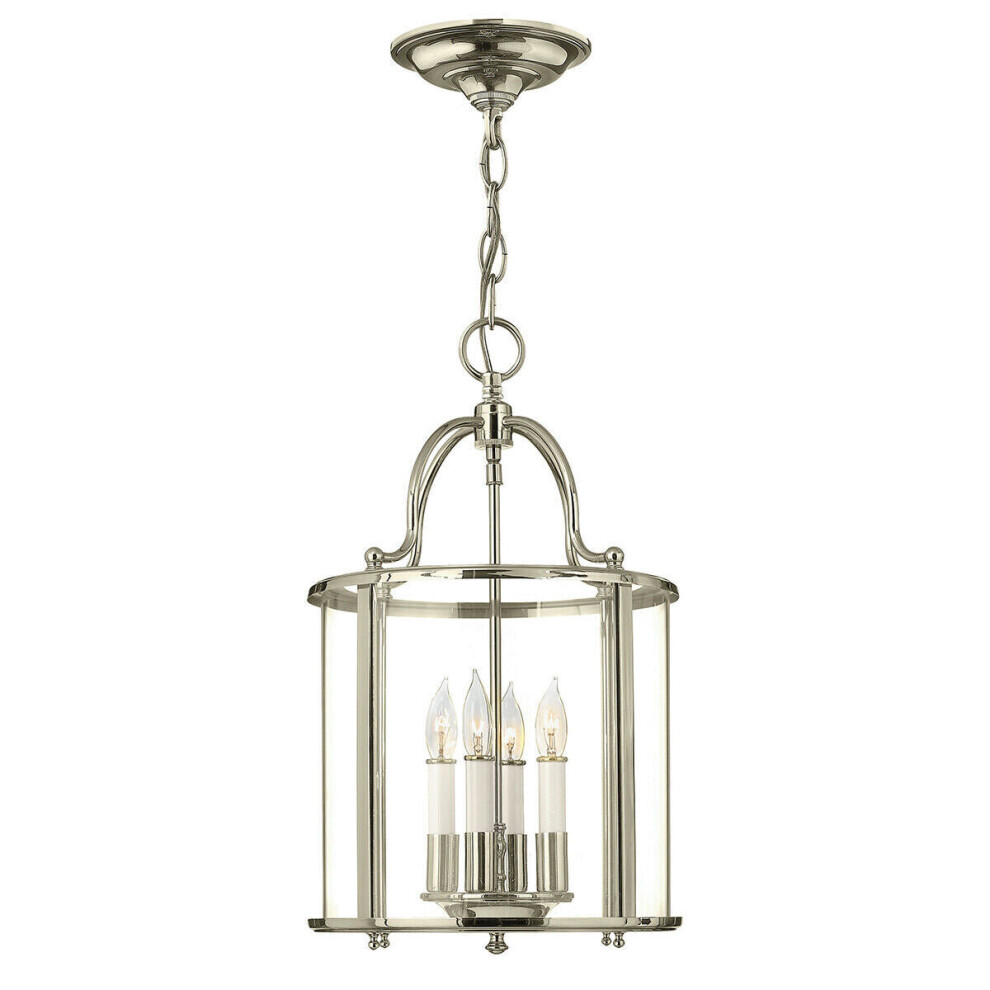 4 Bulb Ceiling Pendant Light Fitting Highly Polished Nickel LED E14 60W