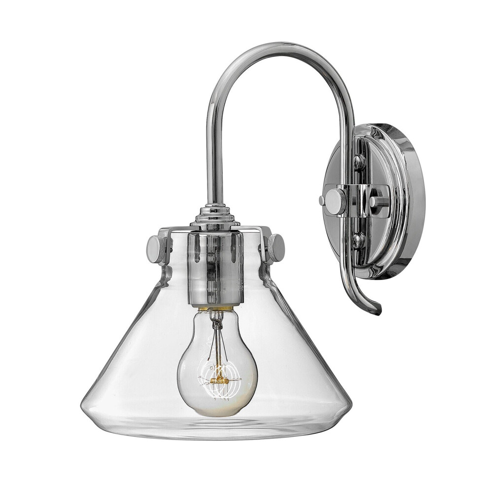 Loops Wall Light Retro Clear Triangular Round Glass Shade Chrome Led E27 100W