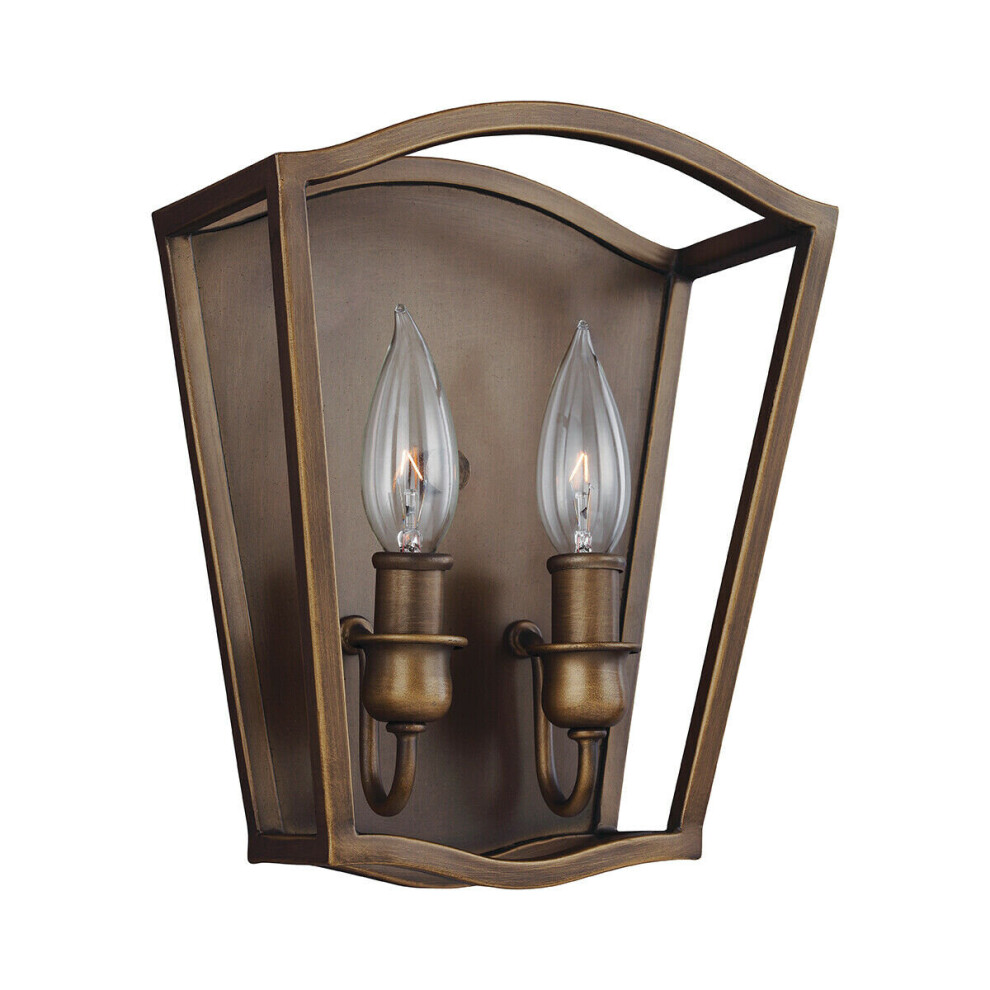 Loops Twin Wall Sconce Painted Aged Brass Finish Led E14 60W Bulb Light