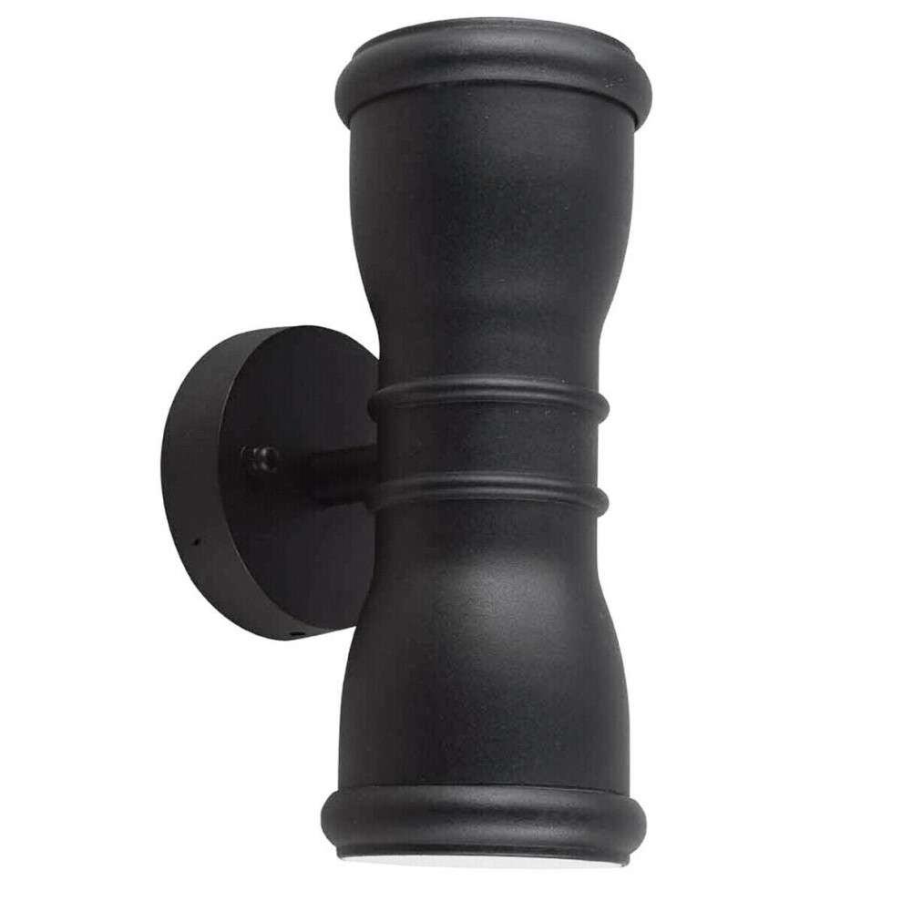 Loops Outdoor Ip44 Twin Wall Sconce Led Gu10 7W Bulb External D01128 Light/Black