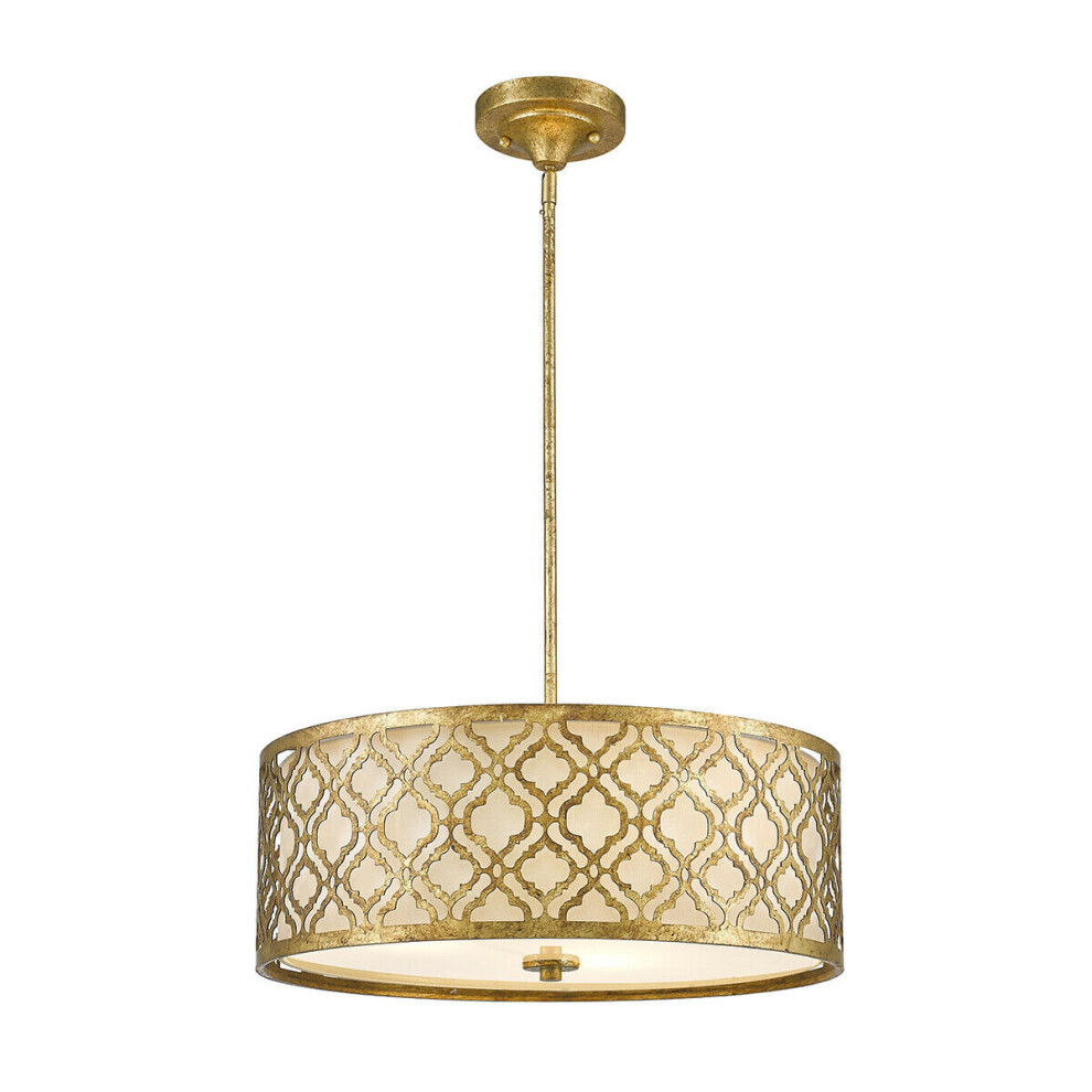 Loops 3 Bulb Ceiling Pendant Light Fitting Distressed Gold Led E27 75W Bulb