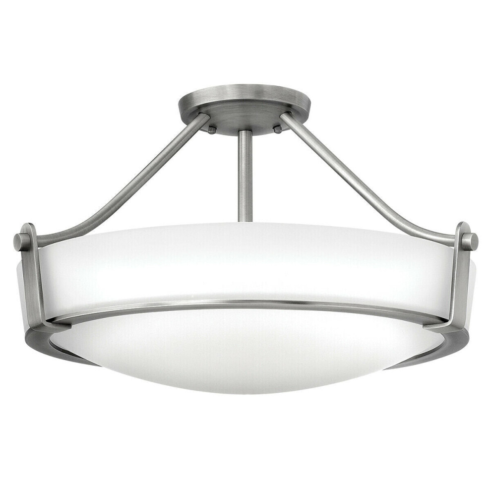Loops 2 Bulb Flush Light Low Ceiling Antique Nickel Led E27 60W Bulb