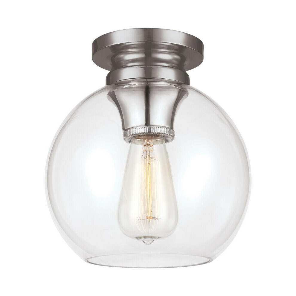 Loops 1 Bulb Flush Low Ceiling Polished Nickel Finish Led E27 60W Bulb Light