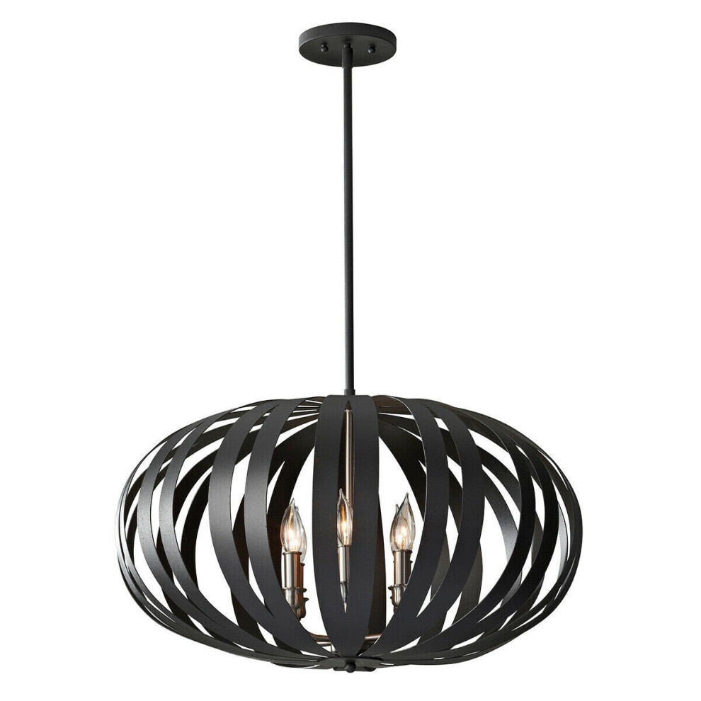 Loops 6 Bulb Chandelier Hanging Pendant Light Textured Black Led E14 40W Bulb