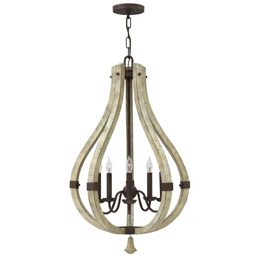 Loops 5 Bulb Chandelier Hanging Pendant Light Iron Rust Led E14 60W Bulb