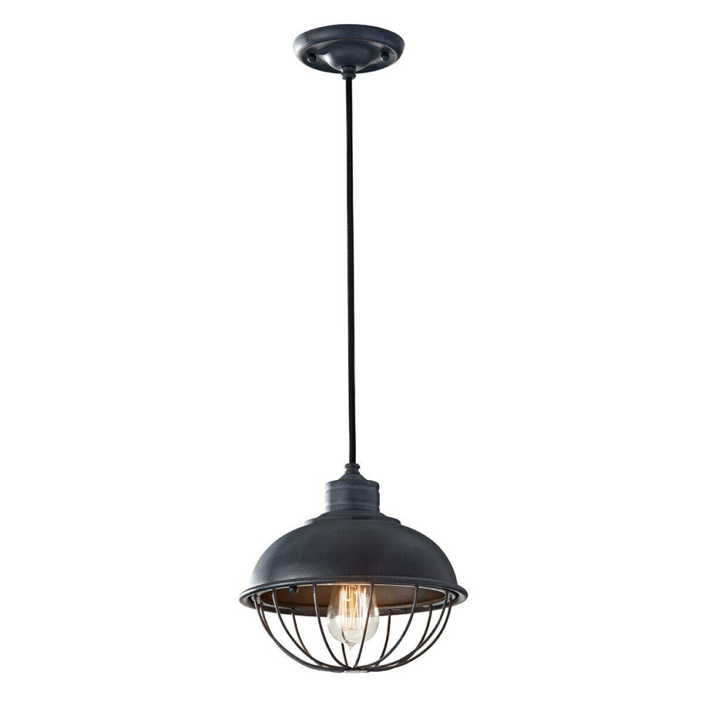 Loops 1 Bulb Ceiling Pendant Fitting Antique Forged Iron Led E27 60W Bulb Light