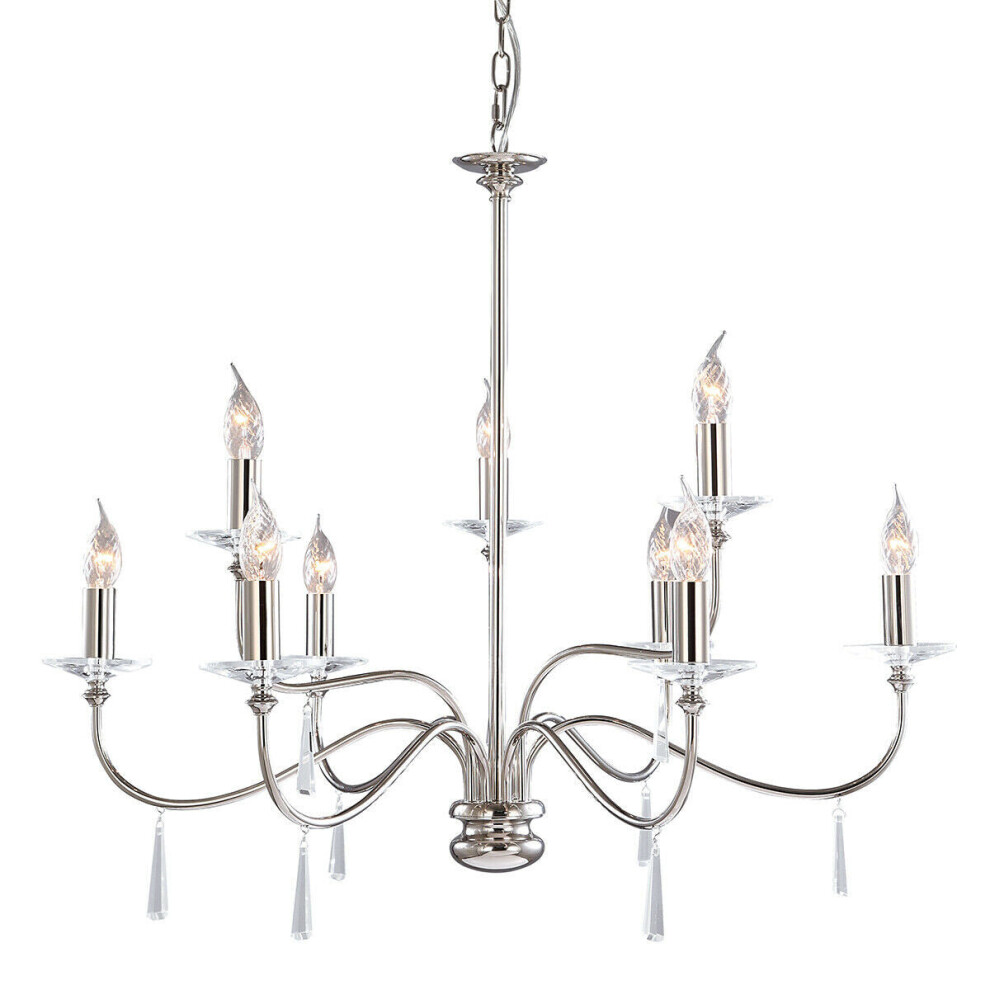 Loops 9Chandelier Light Highly Polished Nickel Led E14 60W