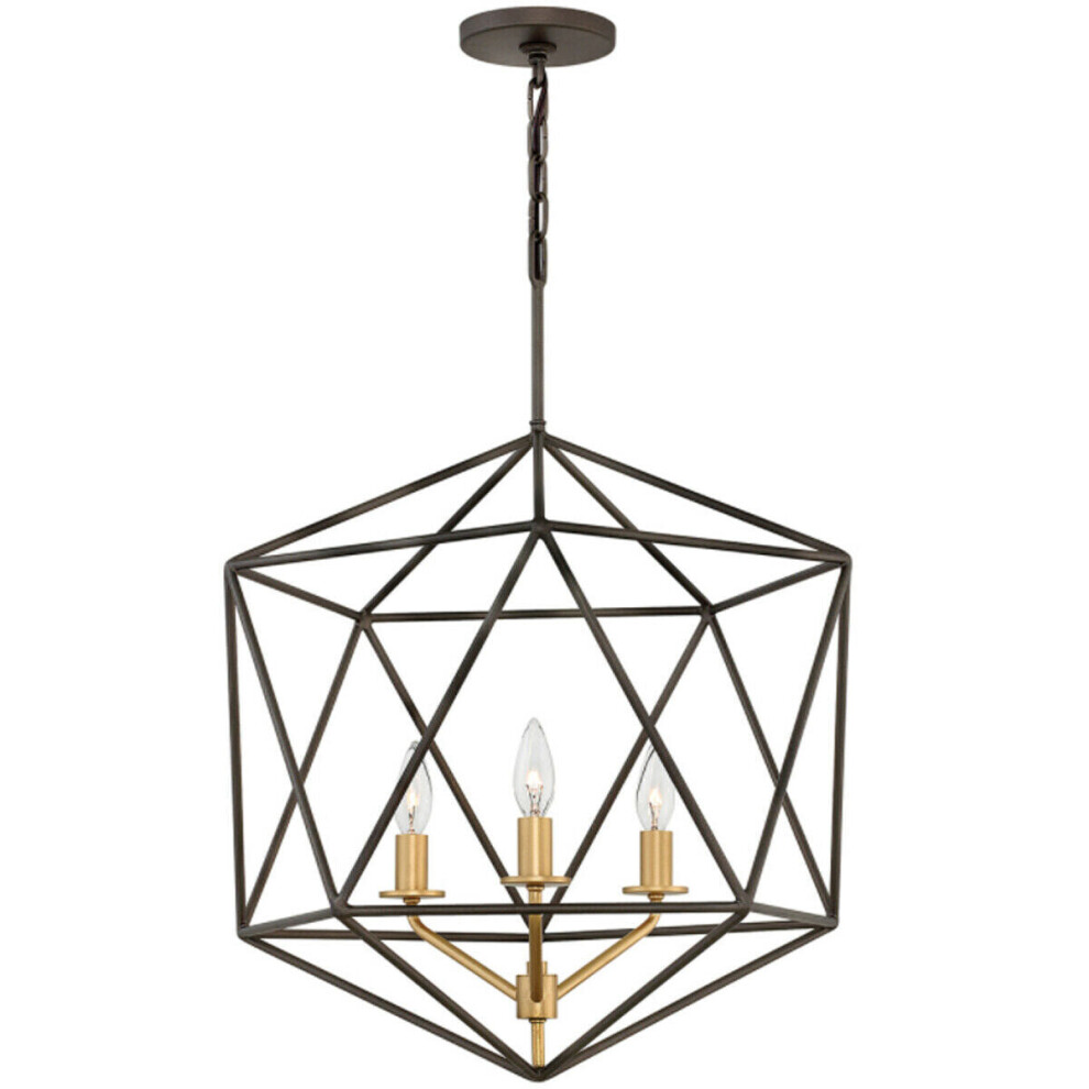 Loops 3 Bulb Chandelier Gold Coloured Lamp Holders Metallic Matte Bronze Led E14 60W