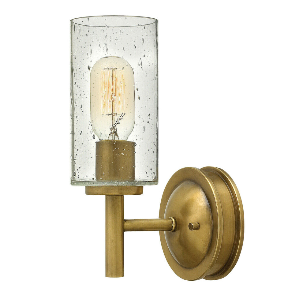 Loops Wall Light Sconce Retro Clear Wet Look Clear Glass Heritage Brass Led E27 100W