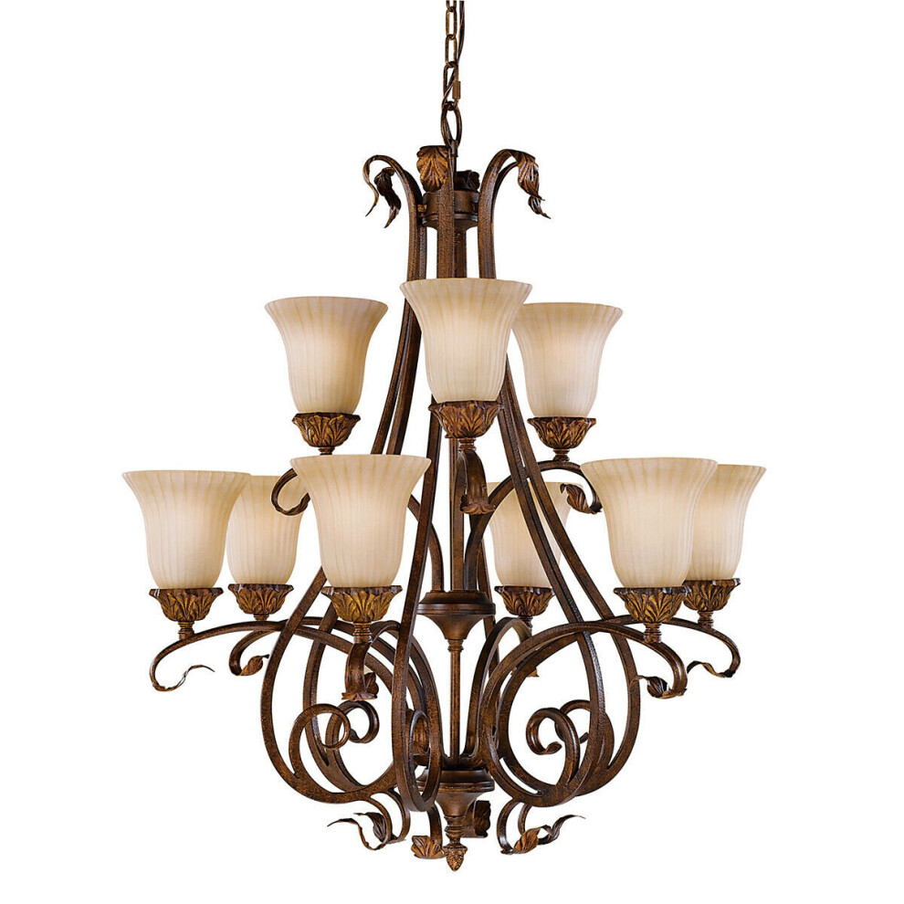 Loops 9 Bulb Chandelier Hanging Pendant Light Aged Tortoise Shell Led E27 60W Bulb