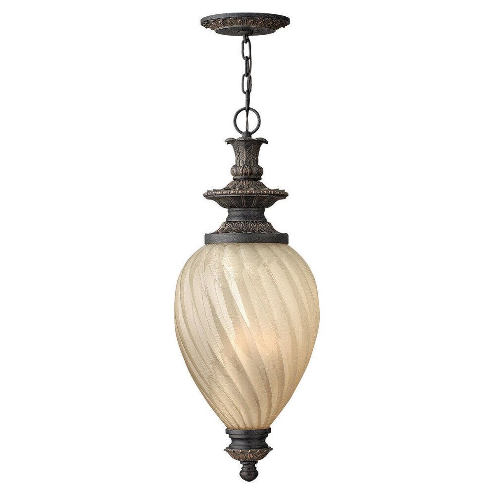 Loops Ip23 3 Bulb Chain Lantern Aged Iron Led E14 60W Bulb Fitting Light