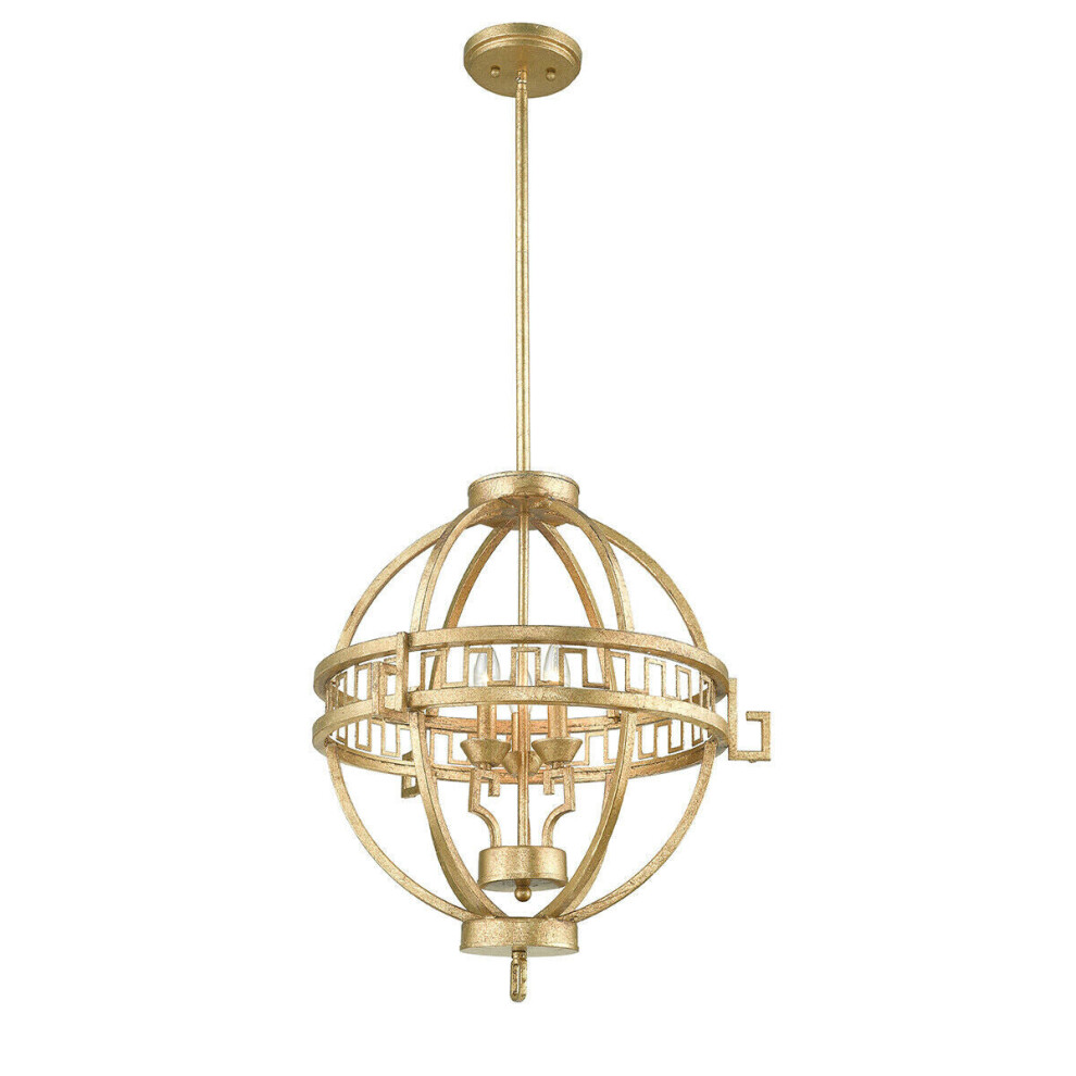 Loops 3 Bulb Ceiling Pendant Light Fitting Distressed Gold Led E14 60W Bulb