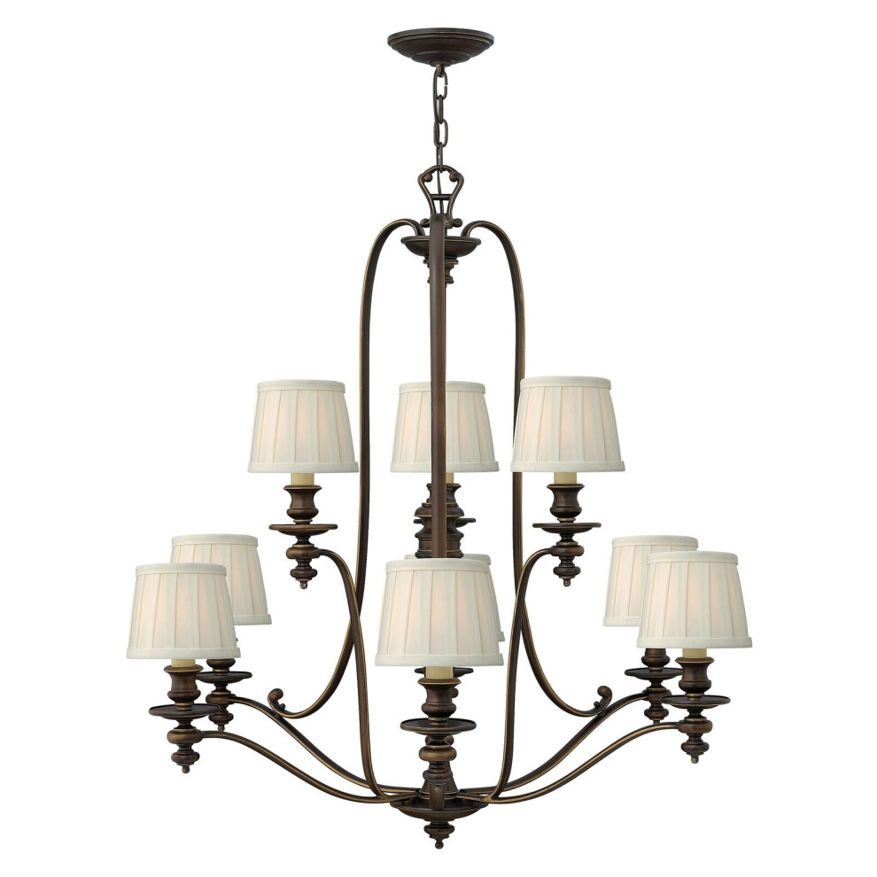 Loops 9 Bulb Chandelier Hanging Pendant Royal Led E14 60W Bulb Light/Bronze
