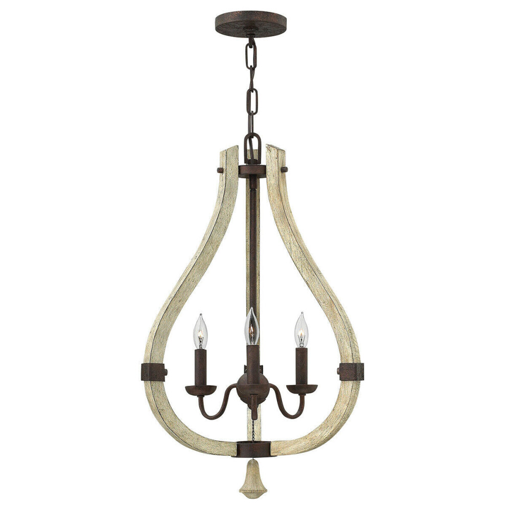 Loops 3 Bulb Chandelier Hanging Pendant Light Iron Rust Led E14 60W Bulb