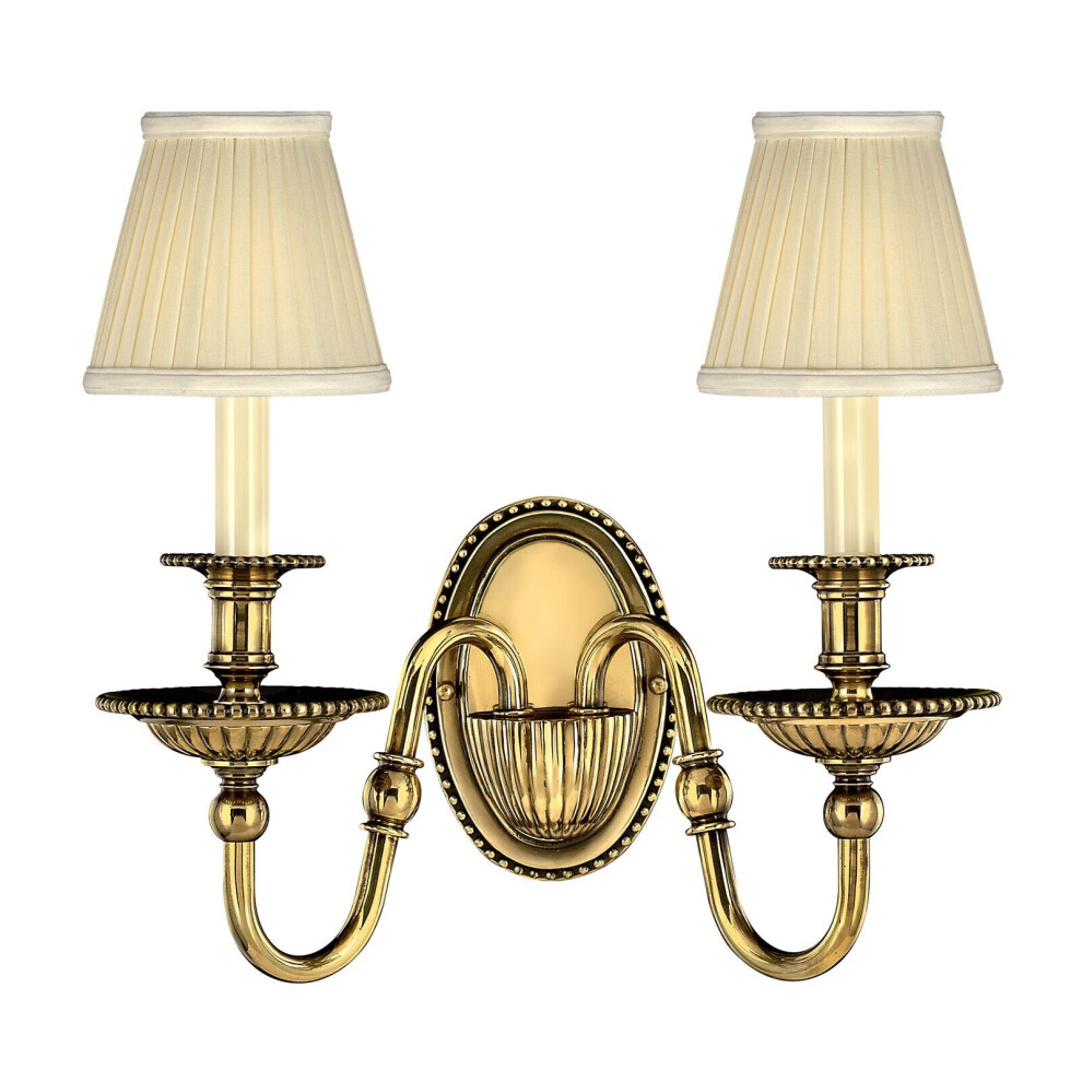 Twin Wall Light Sconce Burnished Brass LED E14 60W Bulb