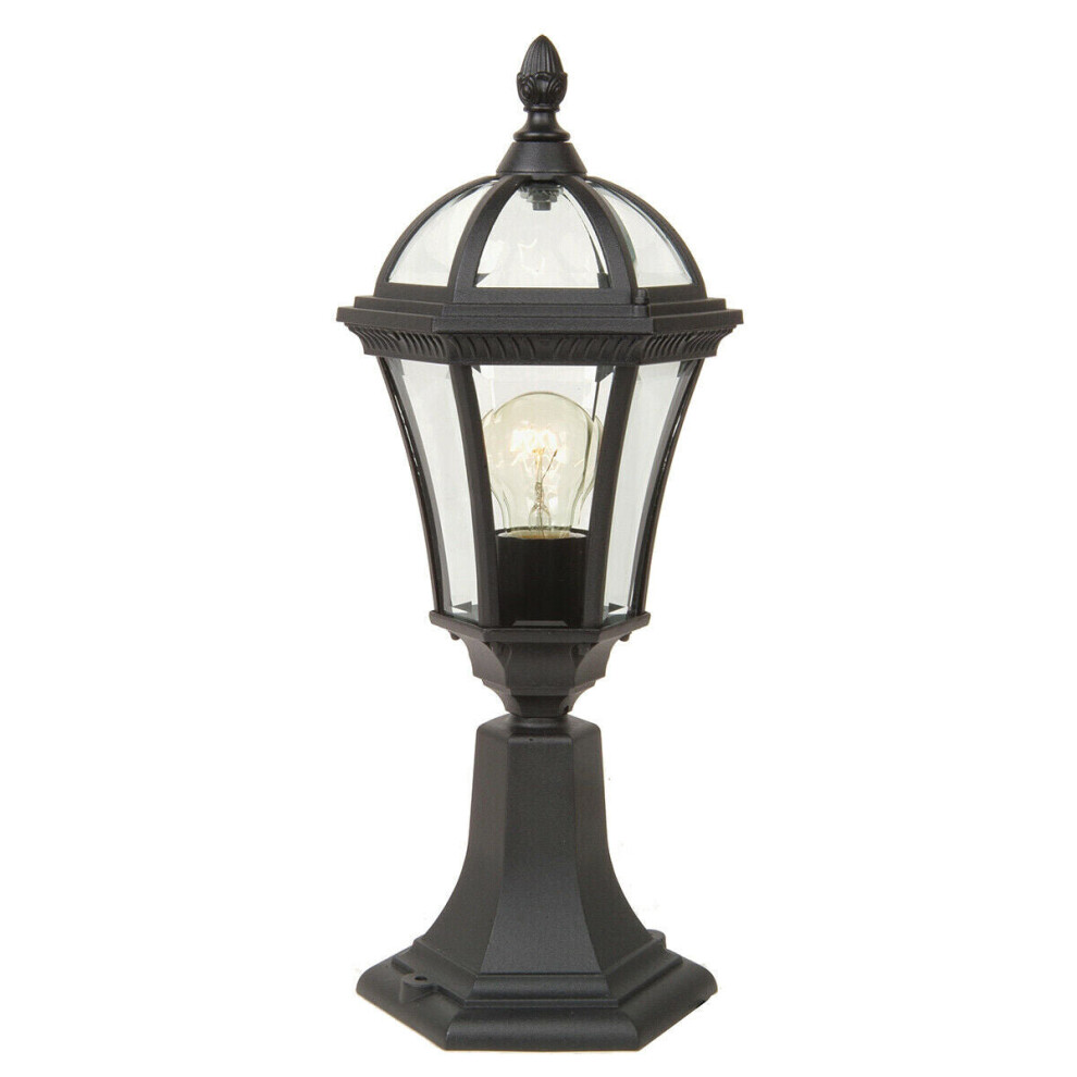 Loops Outdoor Ip44 1 Bulb Wall Ground Pedestal Lamp Led E27 100W D01126 Light/Black