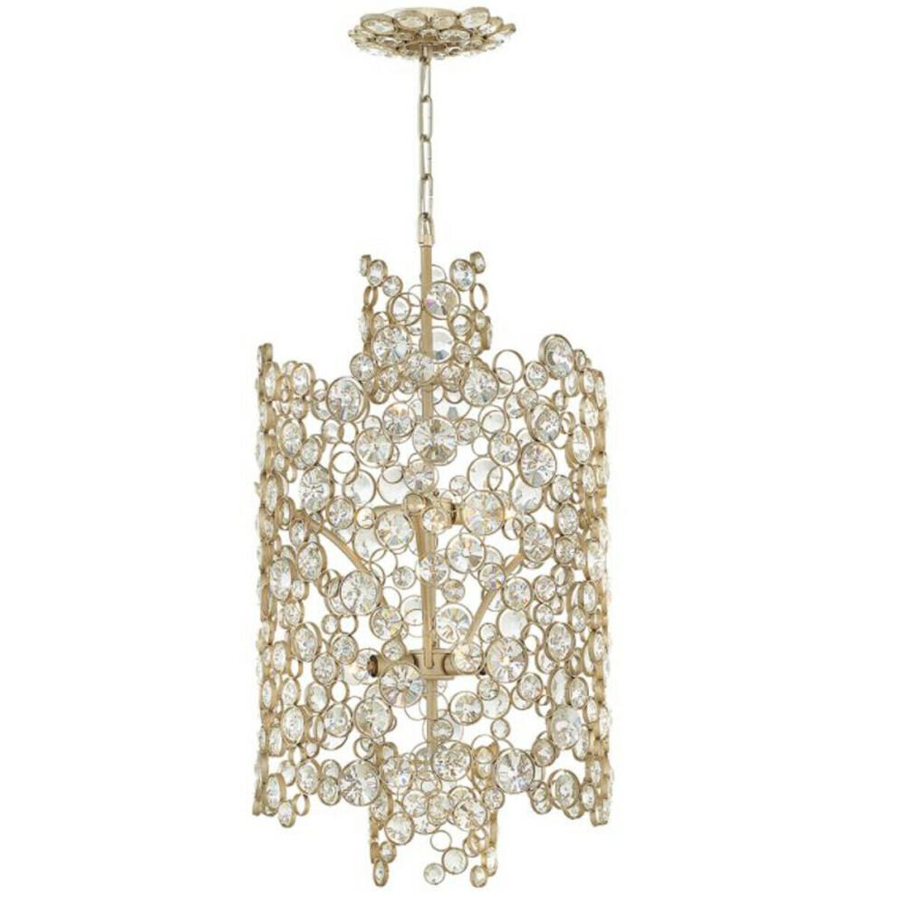 Loops 6 Bulb Pendant Light Connecting Circles Faceted Crystals Silver Leaf Led E14 60W