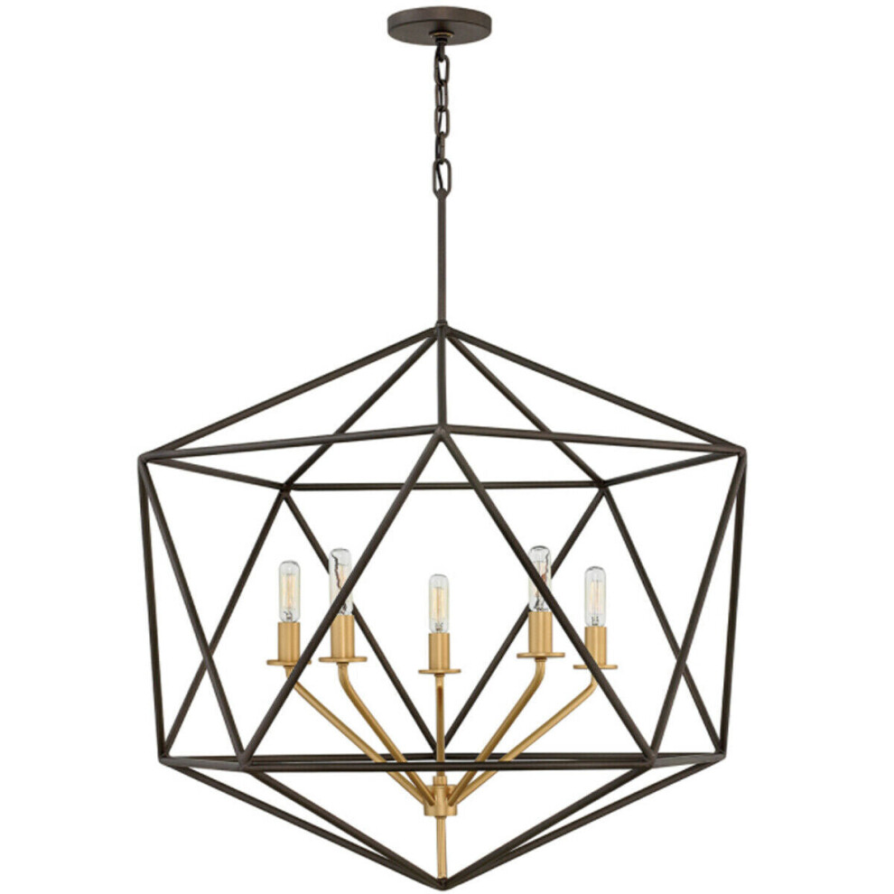 Loops 5 Bulb Chandelier Gold Coloured Lamp Holders Metallic Matte Bronze Led E14 60W