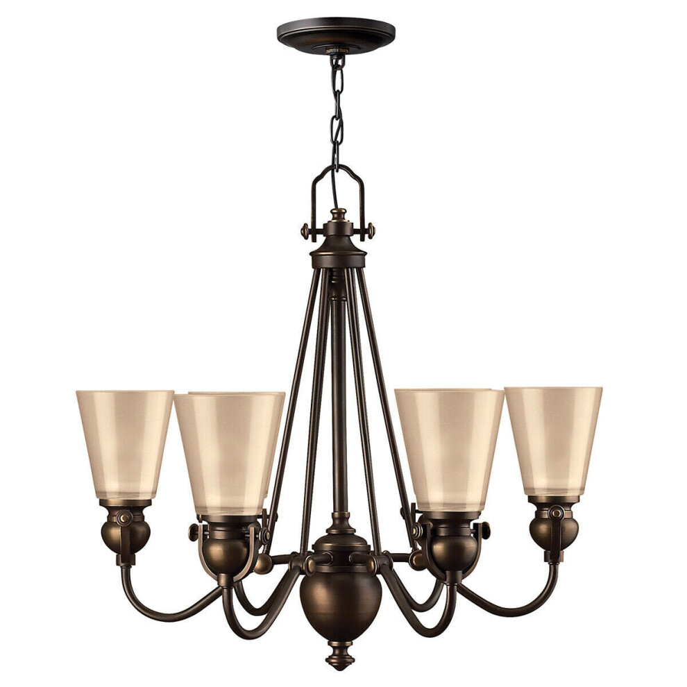 Loops 6 Bulb Chandelier Hanging Pendant Olde Led E27 60W Bulb Light/Bronze