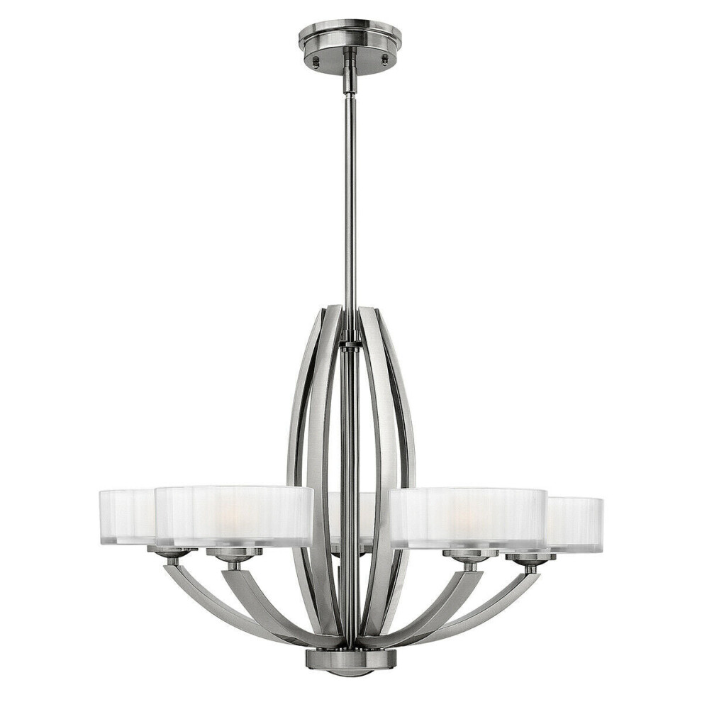 Loops 5 Bulb Chandelier Hanging Pendant Light Brushed Nickel Led G9 3.5W Bulb