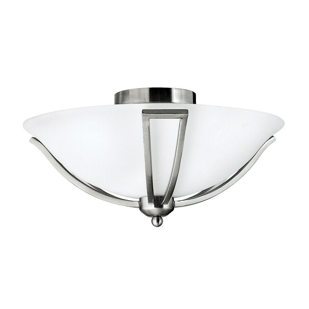 Loops 2 Bulb Flush Low Ceiling Brushed Nickel Led E27 60W Bulb Light