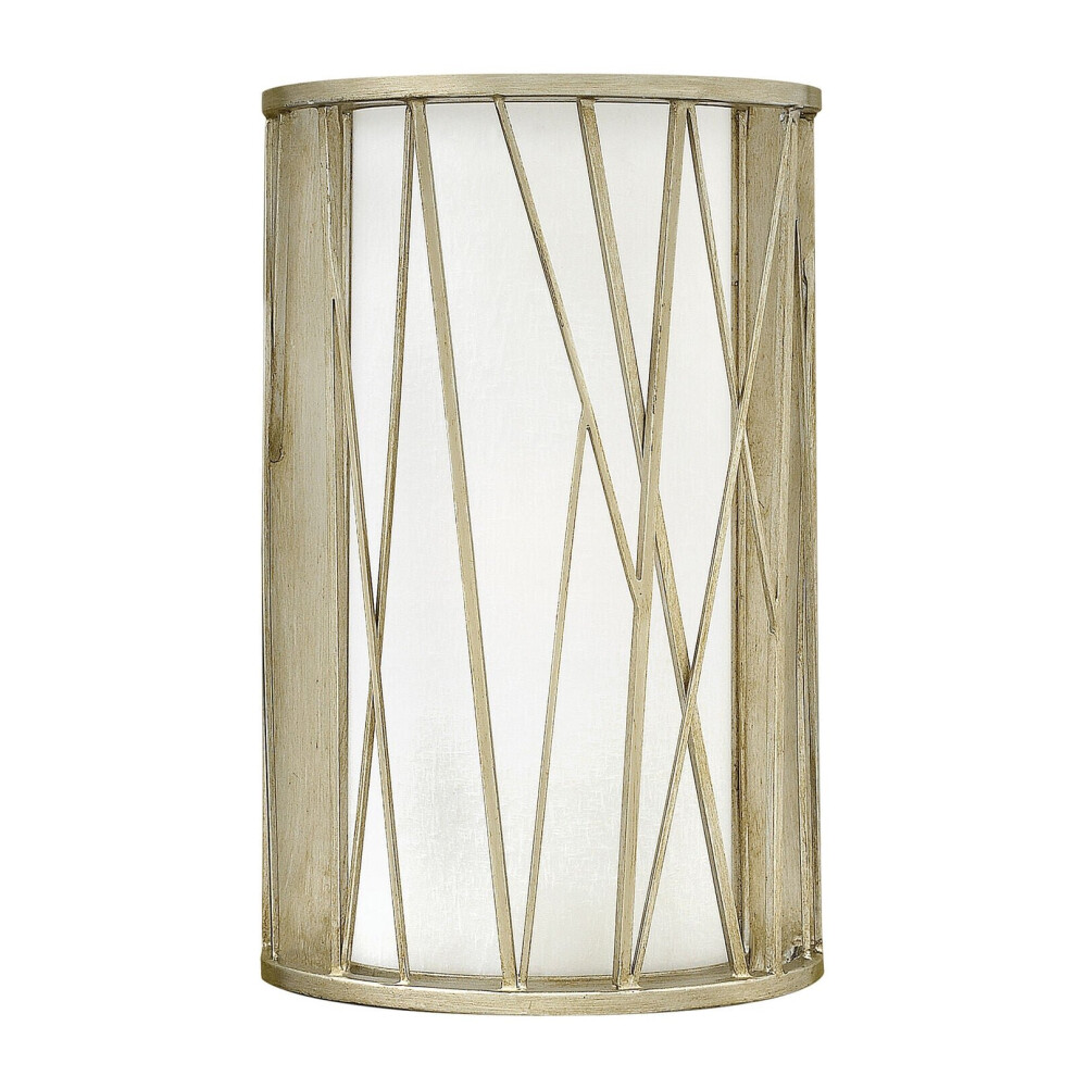 Wall Light Opal Glass & Painted Linen Affect Siver Leaf LED E27 75W