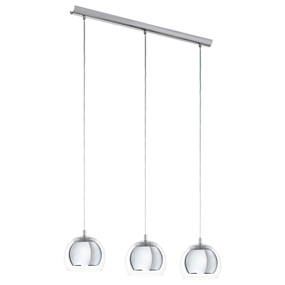 Loops Pendant Ceiling Colour Chrome Plated Shade Clear Glass Bulb E27 3X40w Light
