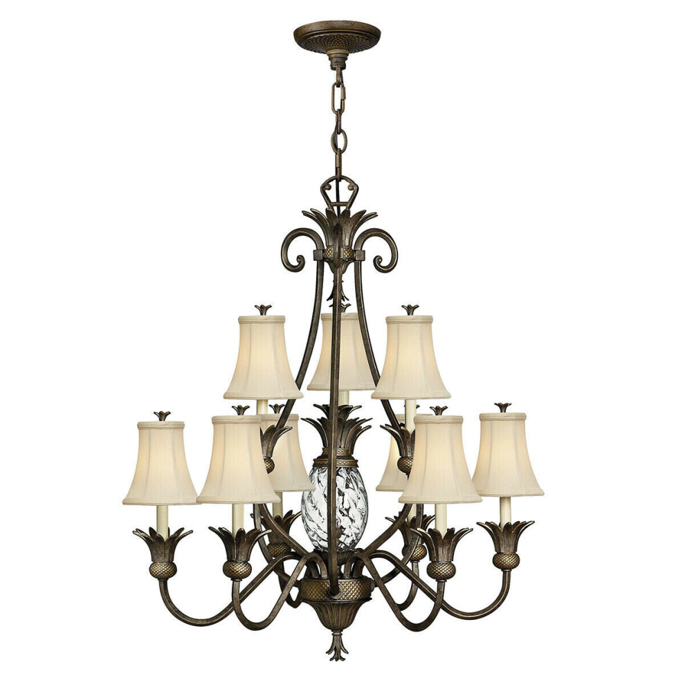10 Bulb Chandelier Hanging Pendant LIght Pearl Bronze LED E14 60W Bulb