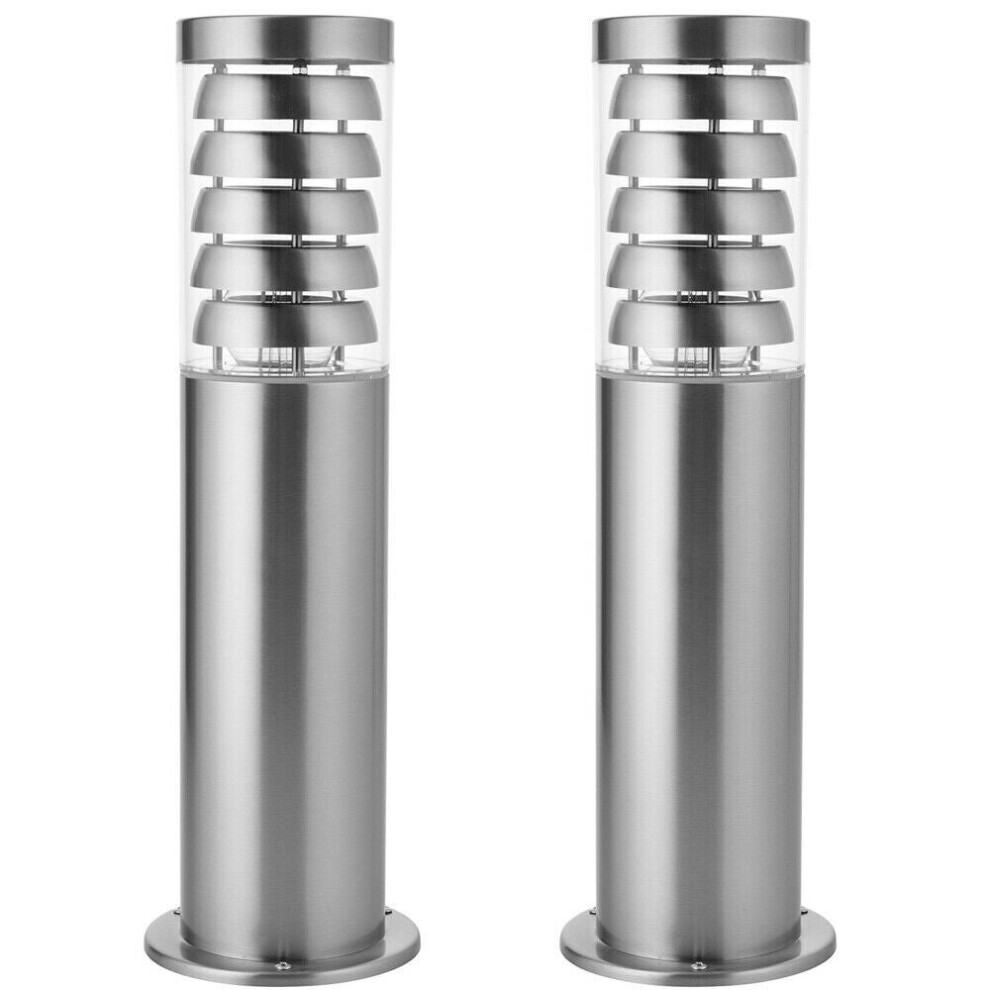 2 PACK Outdoor Garden Bollard Light Stainless Steel Outside Path LED Lamp Post