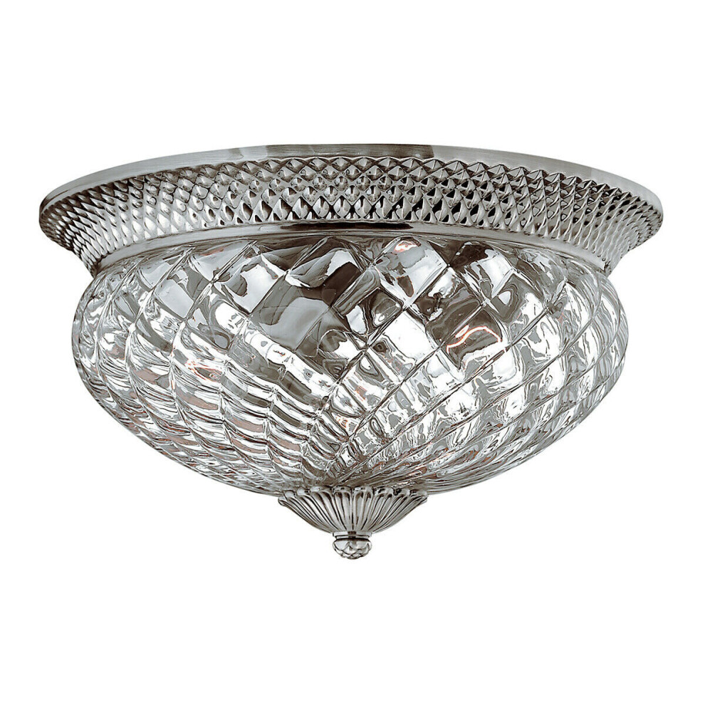 Loops 3 Bulb Flush Low Ceiling Polished Antique Nickel Led E27 60W Bulb Light