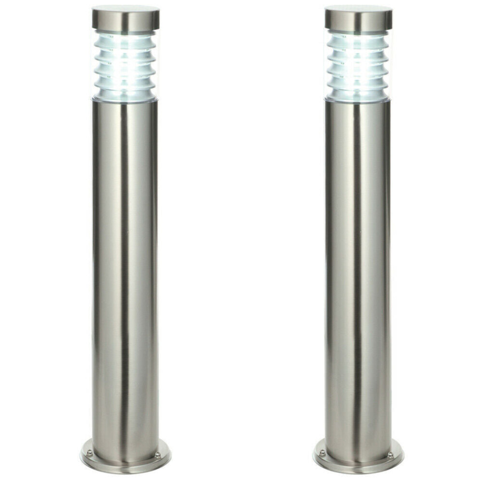 Loops 2 Pack Outdoor Ip44 Bollard Marine Grade Steel Lamp Post Garden Driveway Light