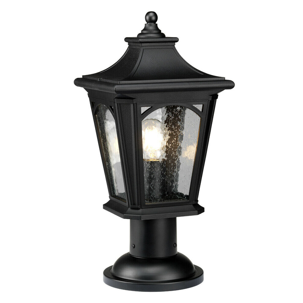 Loops Outdoor Ip44 1 Bulb Wall Ground Pedestal Mystic Black Led E27 100W