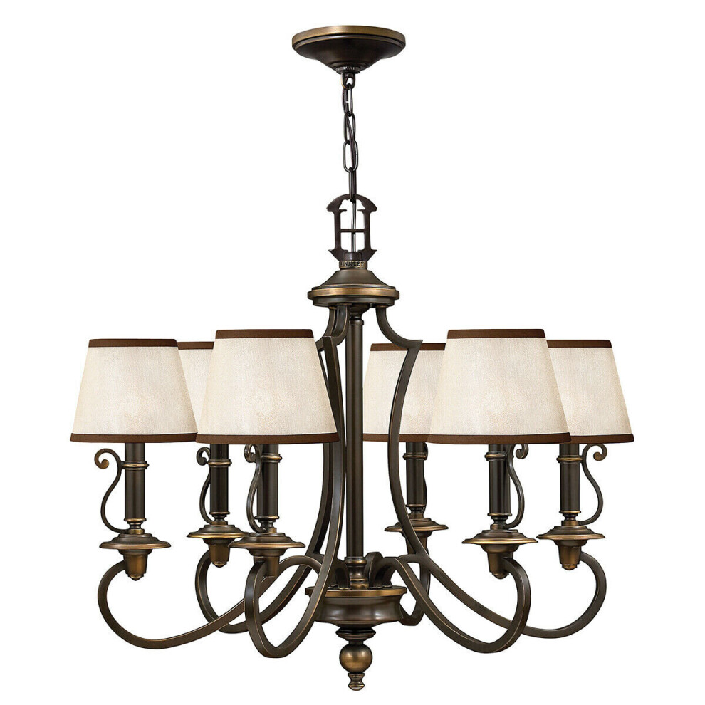 Loops 6 Bulb Chandelier Hanging Pendant Olde Led E14 60W Bulb Light/Bronze