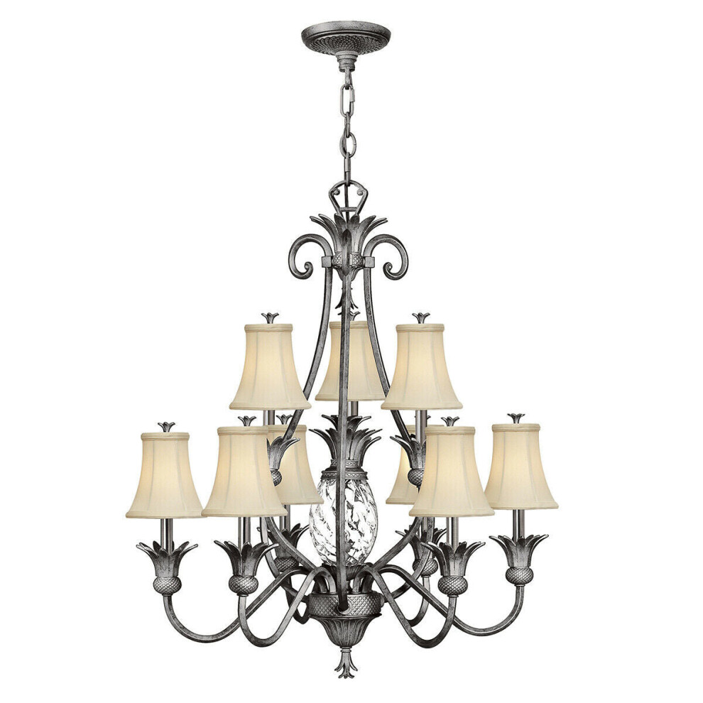 Loops 10 Bulb Chandelier Polished Antique Nickel Led E14 60W Light