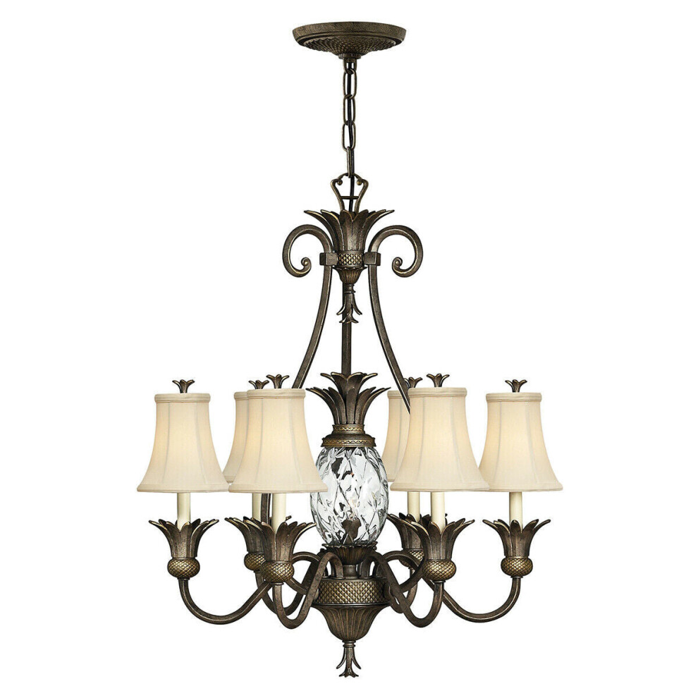 Loops 7 Bulb Chandelier Hanging Pendant Light Pearl Bronze Led E14 60W Bulb