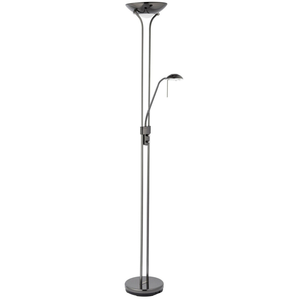 Loops Mother & Child Floor Lamp Chrome 1.8M Twin Dimmer Flexible Reading Black/Light