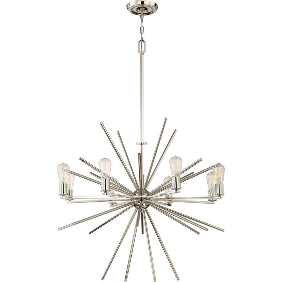 Loops 8 Bulb Chandelier Hanging Pendant Light Imperial Silver Led E27 60W Bulb