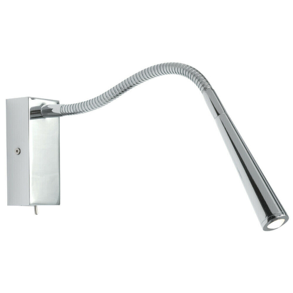 Adjustable LED Wall Light Warm White Chrome Flexible Bedside Reading Task Lamp