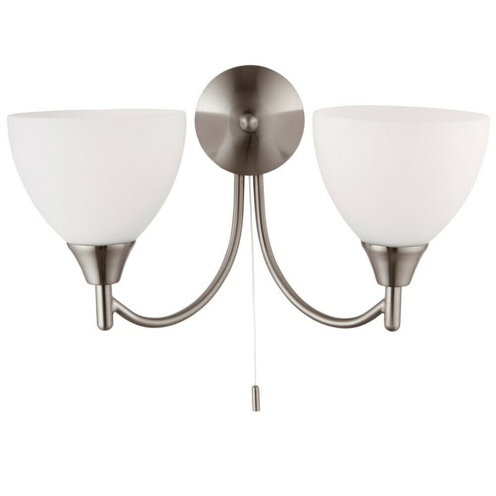 Loops Dimmable Led Twin Wall Satin Chrome & Frosted Glass Curved Lamp Ing Light