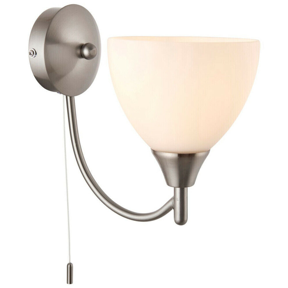 Loops Dimmable Led Wall Satin Chrome & Frosted Glass Shade Curved Lamp Ing Light