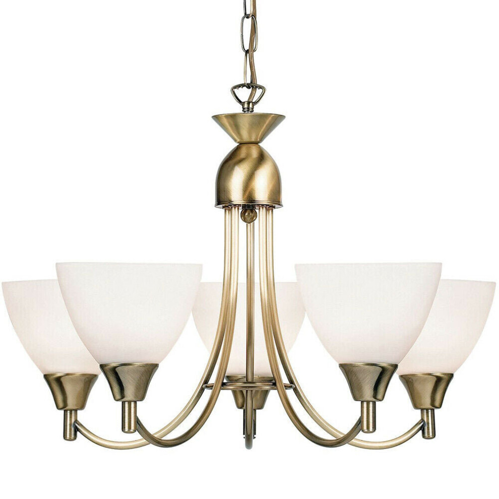 Loops Hanging Ceiling Pendant Antique Brass 5X Shade Lamp Bulb Holder Fitting Light