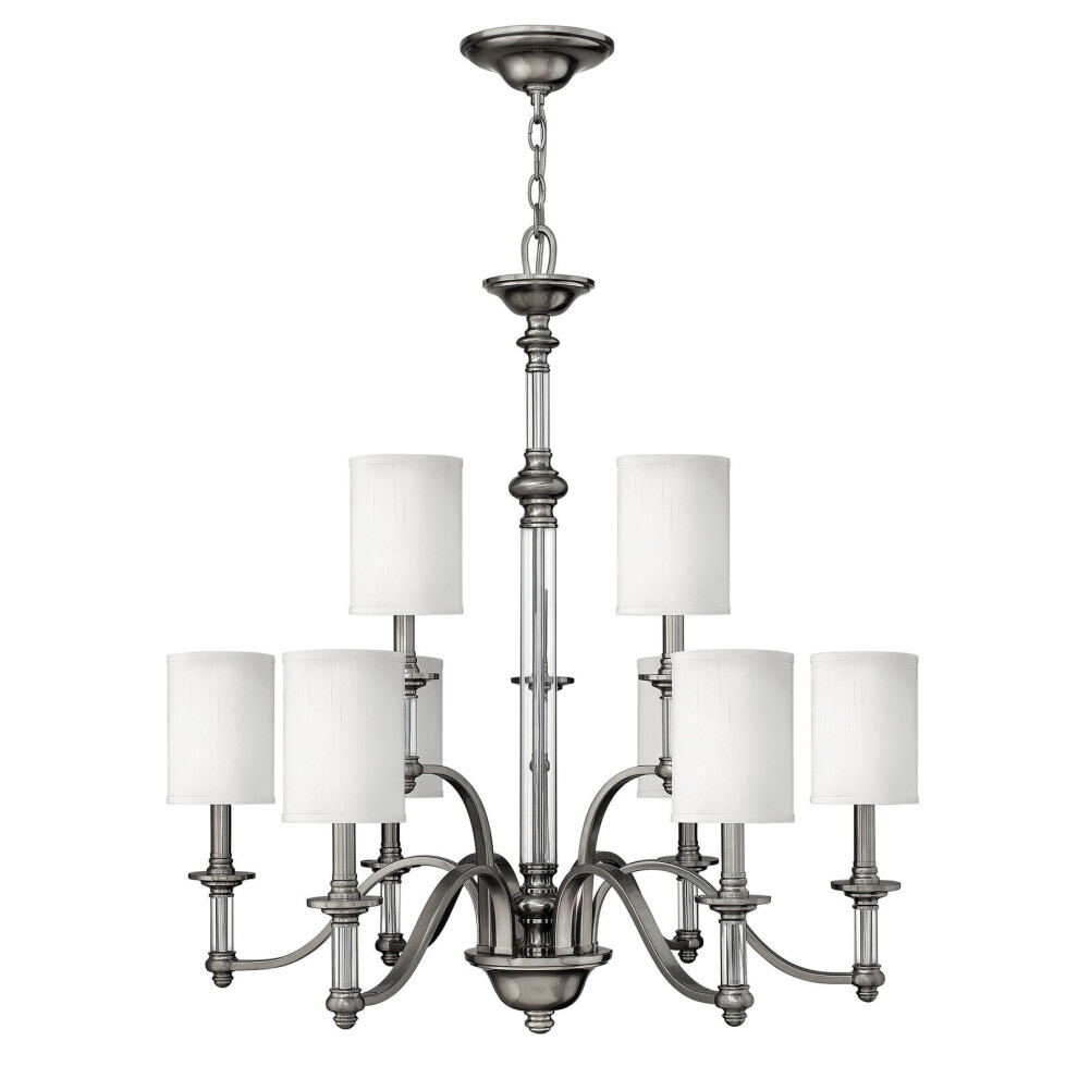 9 Bulb Chandelier Hanging Pendant LIght Brushed Nickel LED E14 60W Bulb