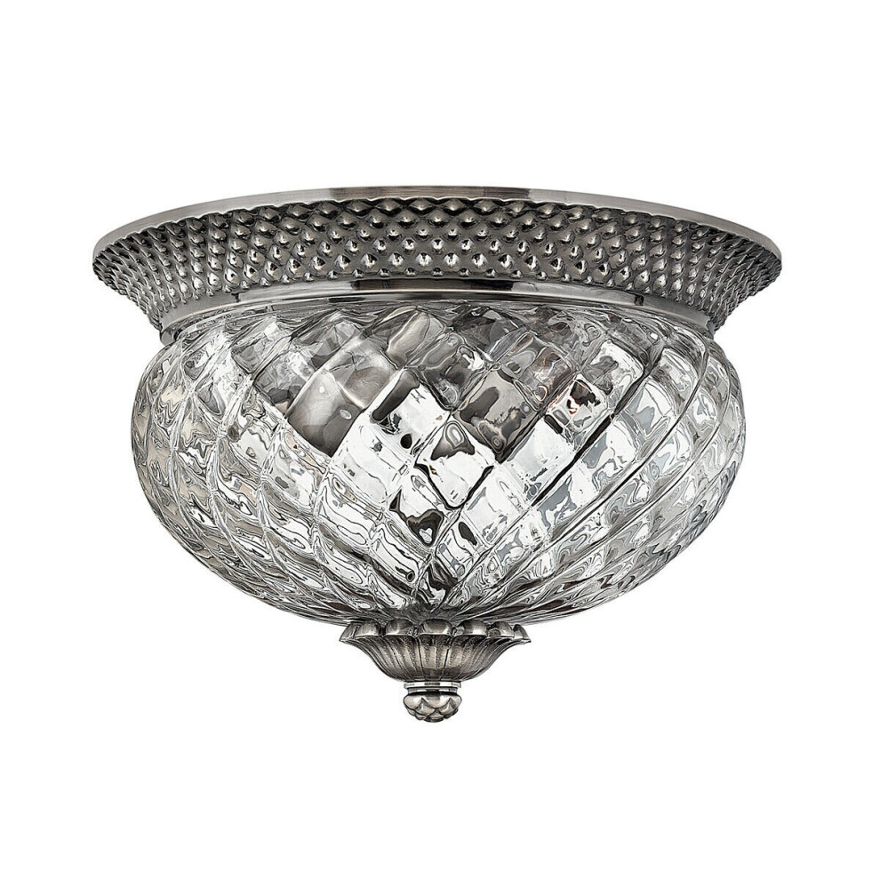 2 Bulb Flush Light Low Ceiling Polished Antique Nickel LED E27 60W Bulb