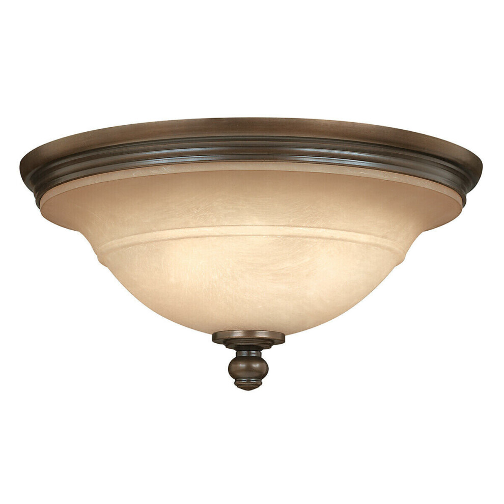 Loops 3 Bulb Flush Light Light Low Ceiling Olde Bronze Led E27 60W Bulb