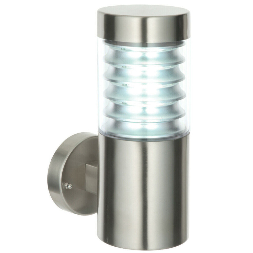 Loops Ip44 Outdoor Wall Brushed Steel Spiraled Clear Shade Porch Outdoor Lamp Light