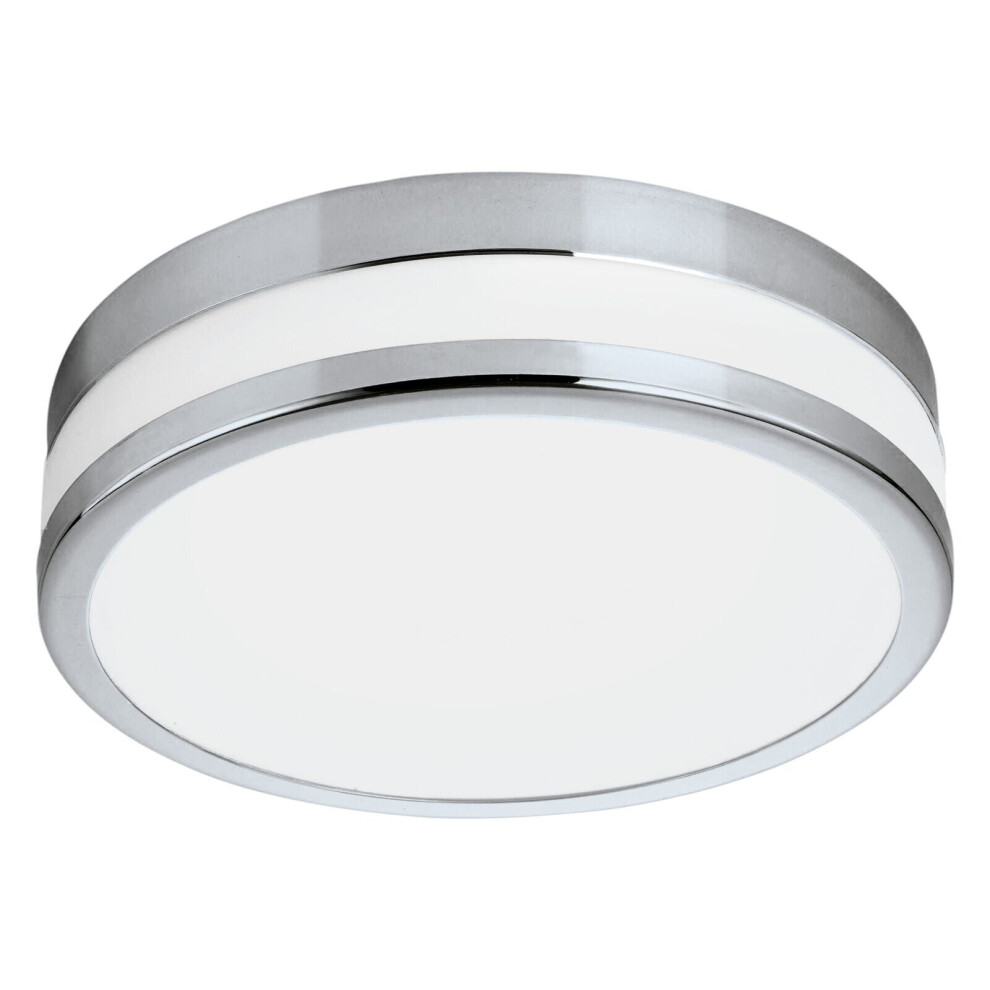 Wall Flush Ceiling Light IP44 Chrome White Painted Glass Shade Bulb LED 24W Incl