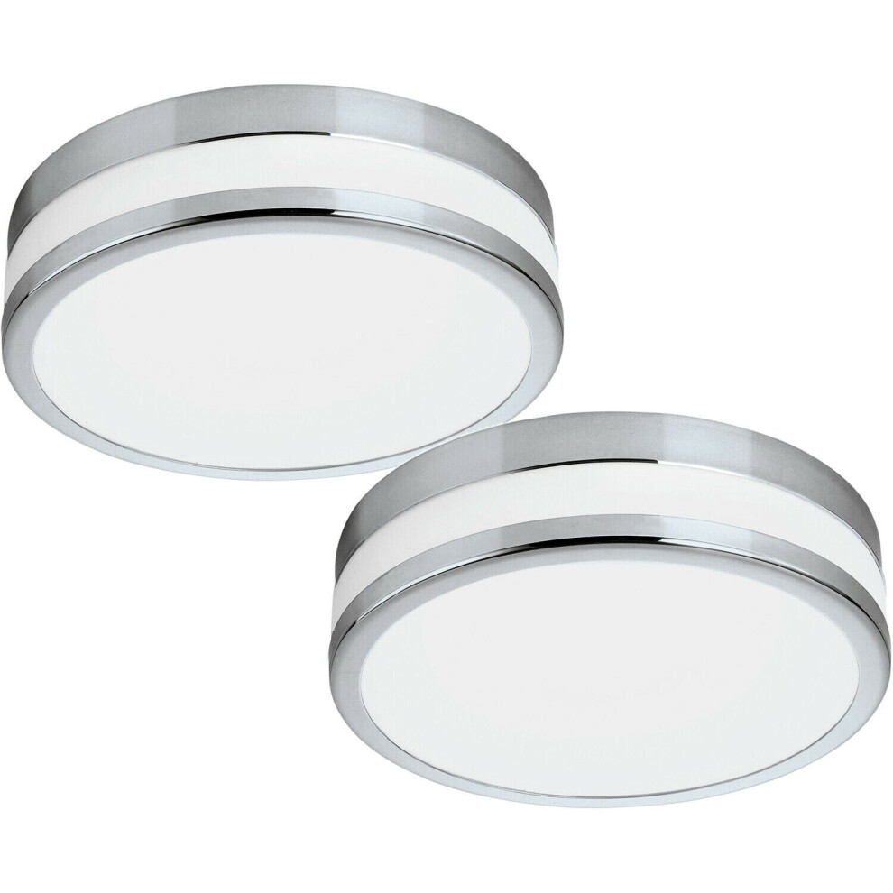 Loops 2 Pack Wall Flush Ceiling Light Chrome White Painted Satin Glass Shade Led 11W