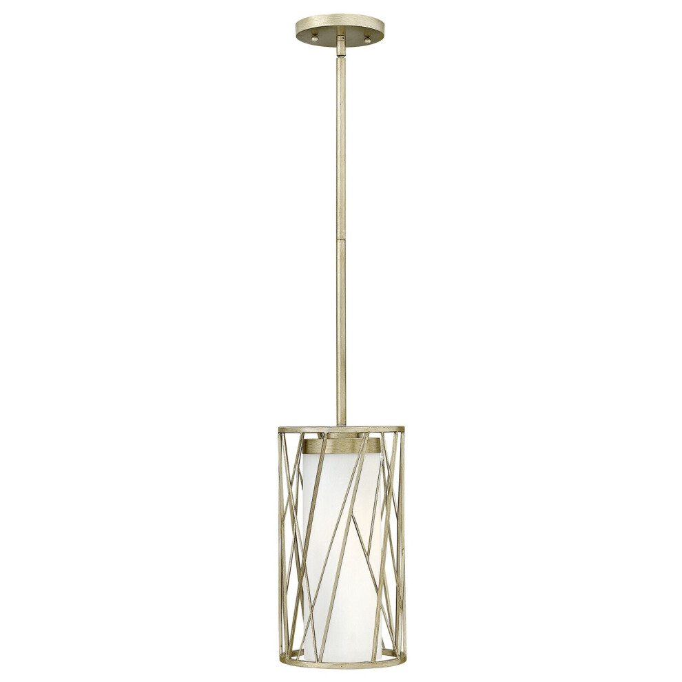 1 Bulb Ceiling Pendant Light Fitting Silver Leaf LED E27 100W Bulb