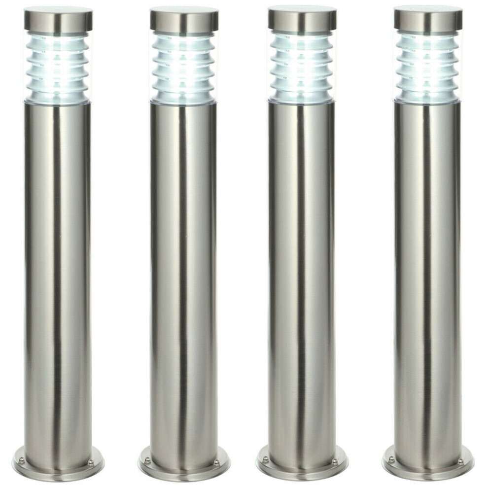 Loops 4 Pack Outdoor Ip44 Bollard Light Marine Grade Steel Lamp Post Garden Driveway